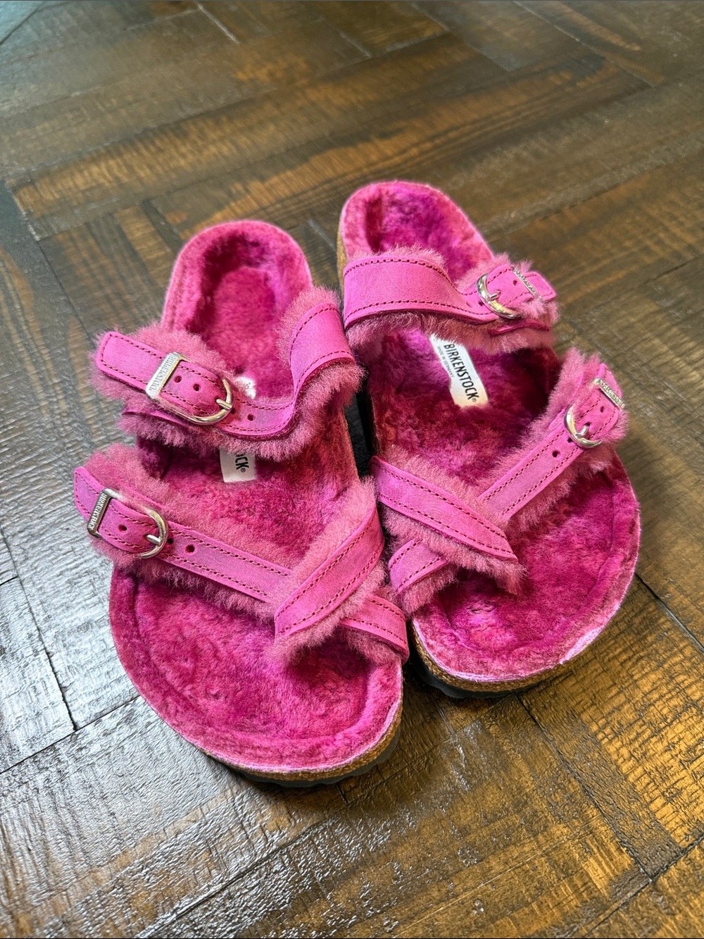 Birkenstock Mayari Shearling Fuchsia Pink Sandals EU 37 US 6-6.5